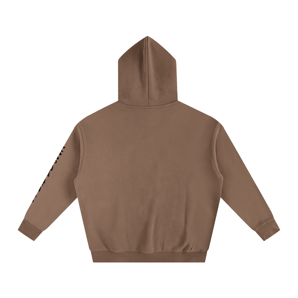 Upside down Oversize Fleeced Hoodie With Sleeve Printing