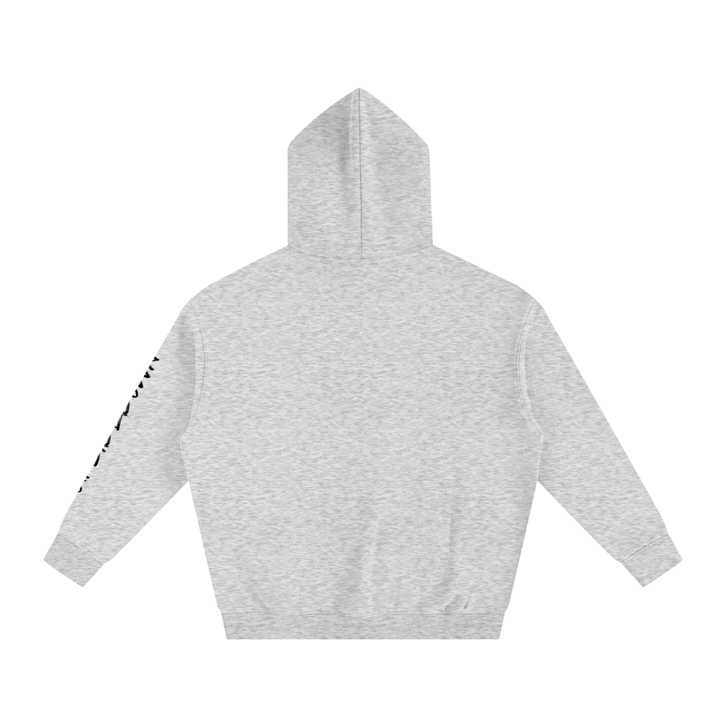 Upside down Oversize Fleeced Hoodie With Sleeve Printing