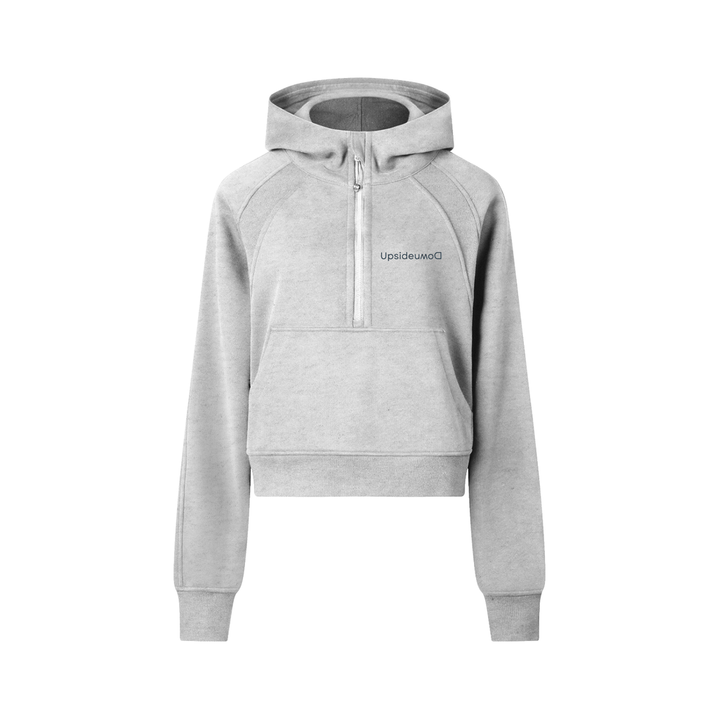 Upside down Cropped Half-Zip Hoodie