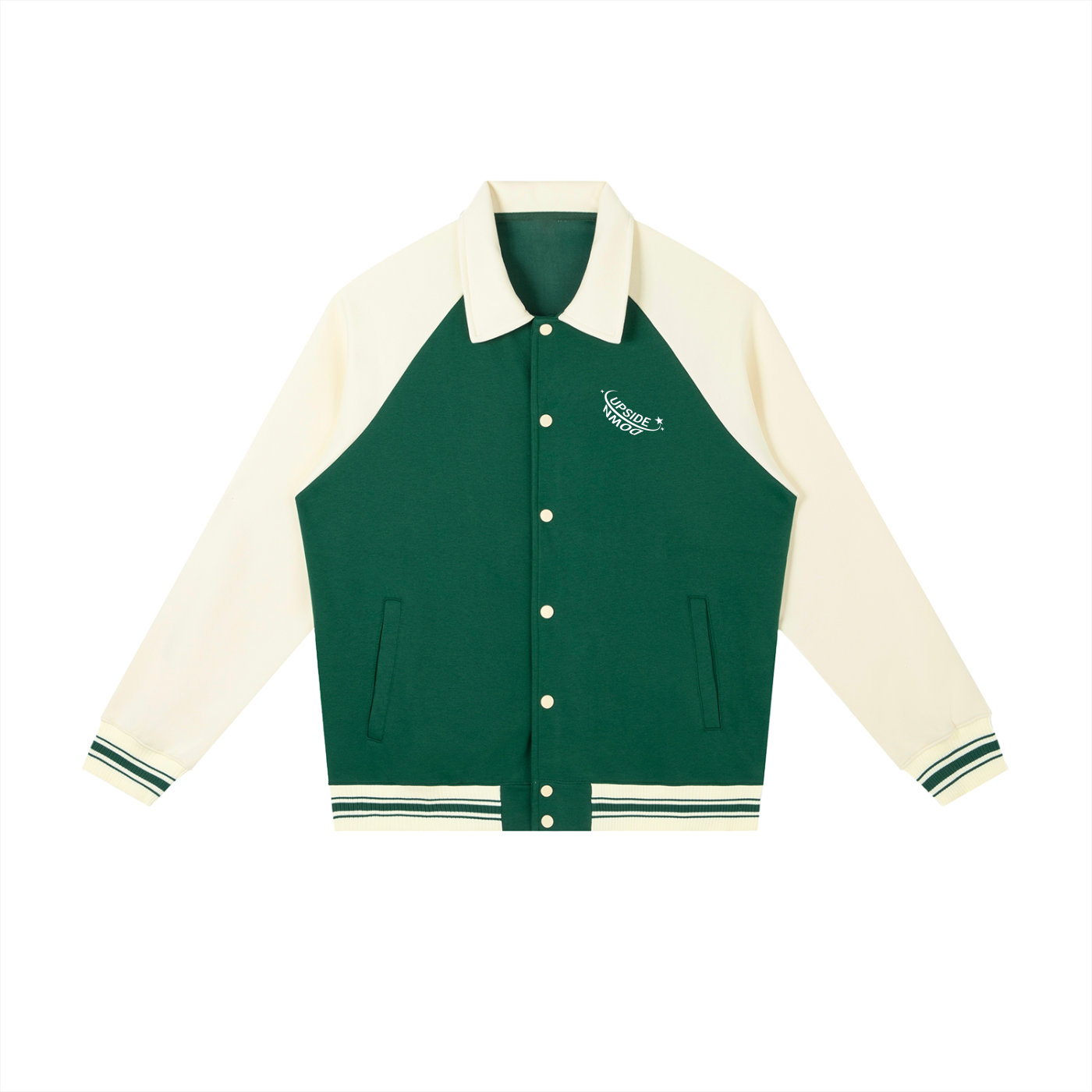 Contrast Raglan Sleeve Baseball Jacket