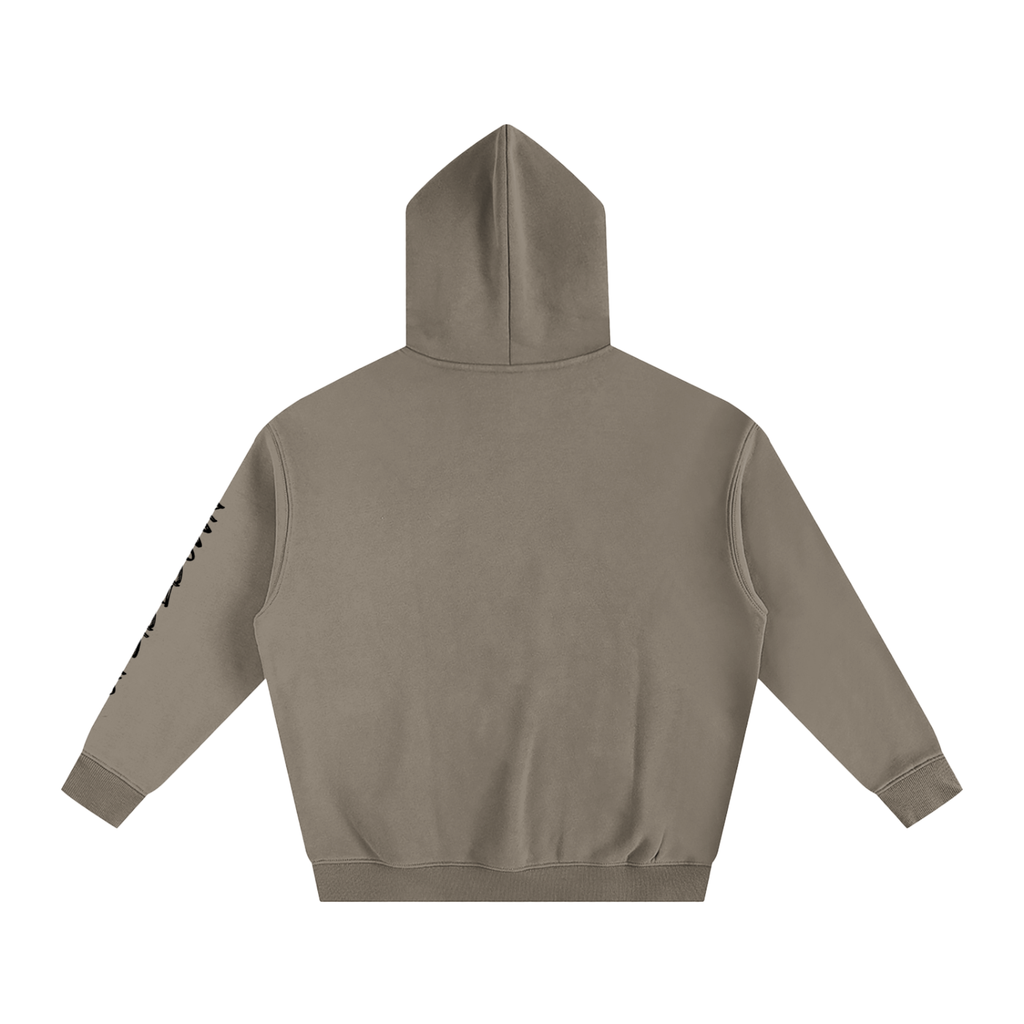 Upside down Oversize Fleeced Hoodie With Sleeve Printing