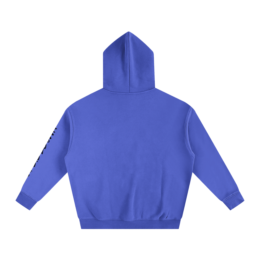 Upside down Oversize Fleeced Hoodie With Sleeve Printing