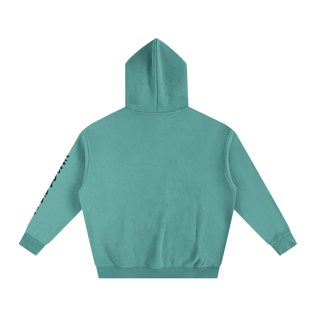 Upside down Oversize Fleeced Hoodie With Sleeve Printing
