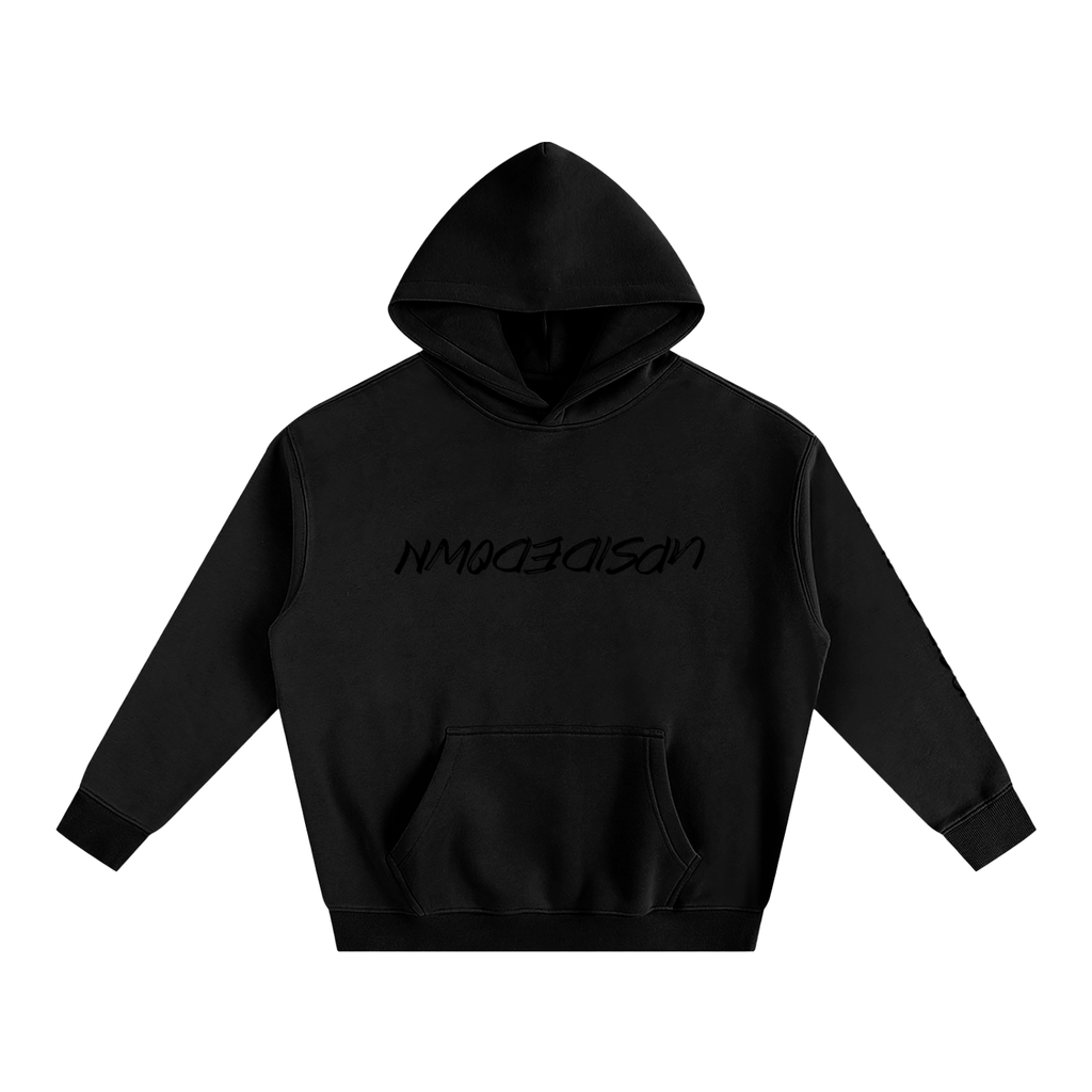 Upside down Oversize Fleeced Hoodie With Sleeve Printing