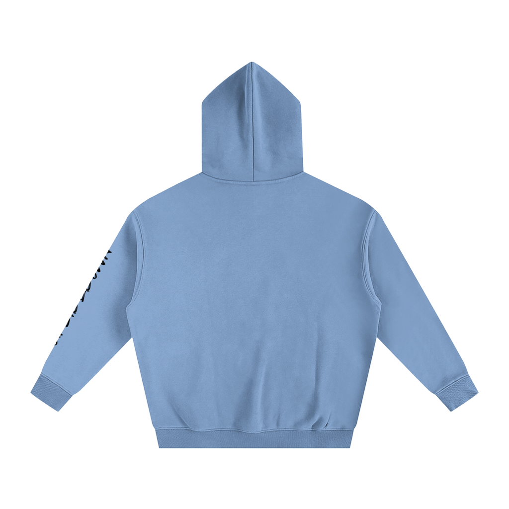 Upside down Oversize Fleeced Hoodie With Sleeve Printing