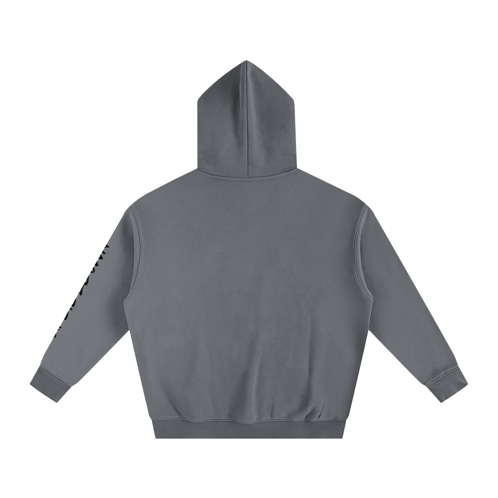 Upside down Oversize Fleeced Hoodie With Sleeve Printing