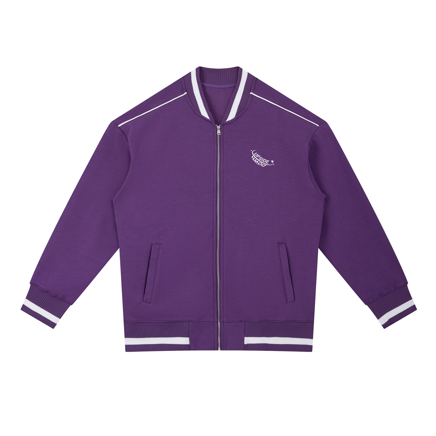 Contrast Piping Zip Bomber Jacket