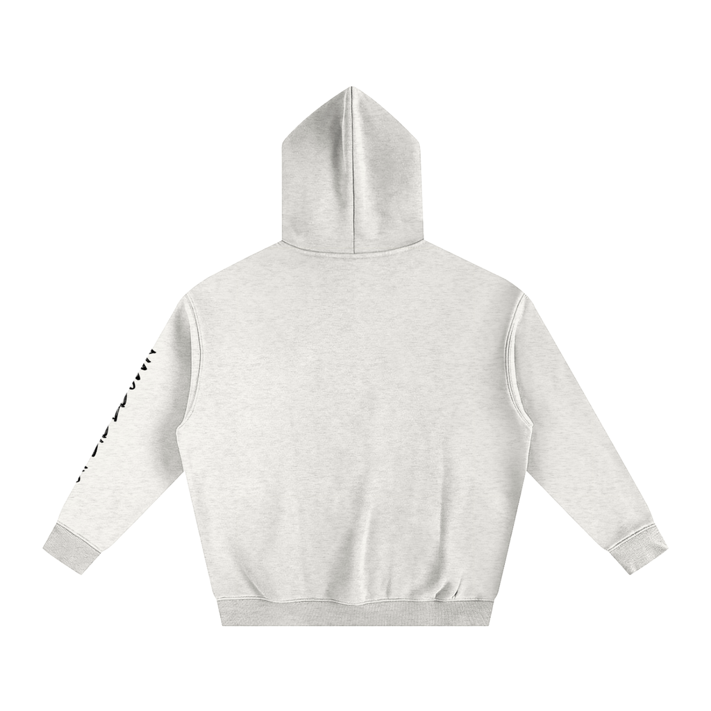 Upside down Oversize Fleeced Hoodie With Sleeve Printing