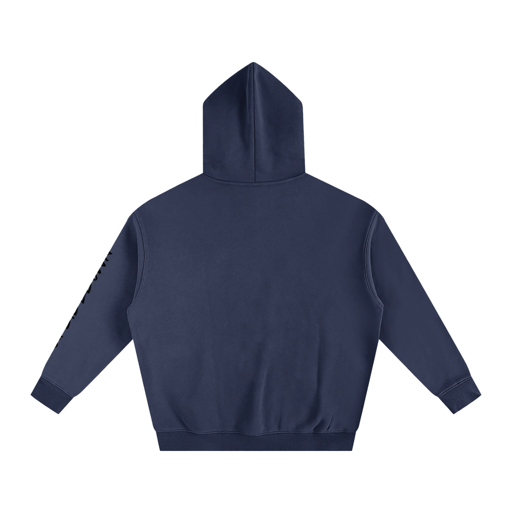 Upside down Oversize Fleeced Hoodie With Sleeve Printing