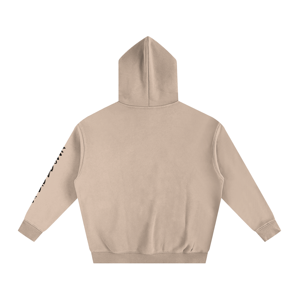 Upside down Oversize Fleeced Hoodie With Sleeve Printing