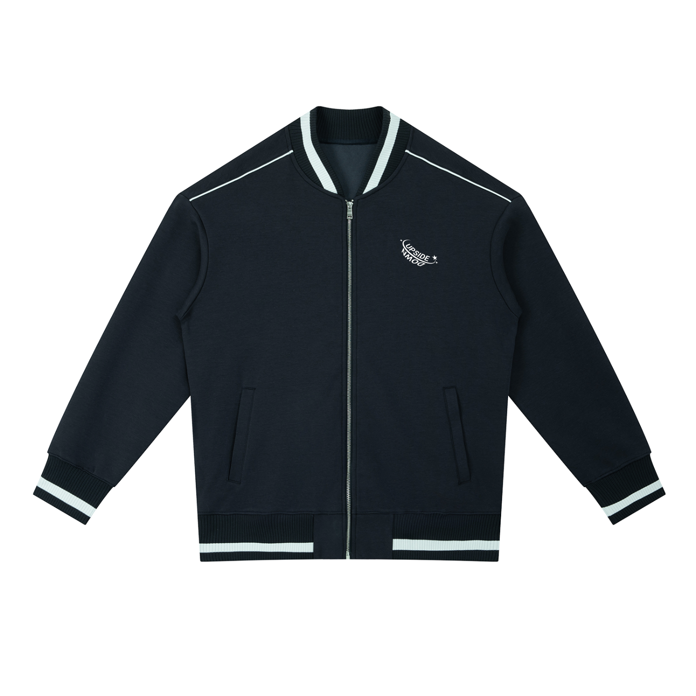 Contrast Piping Zip Bomber Jacket