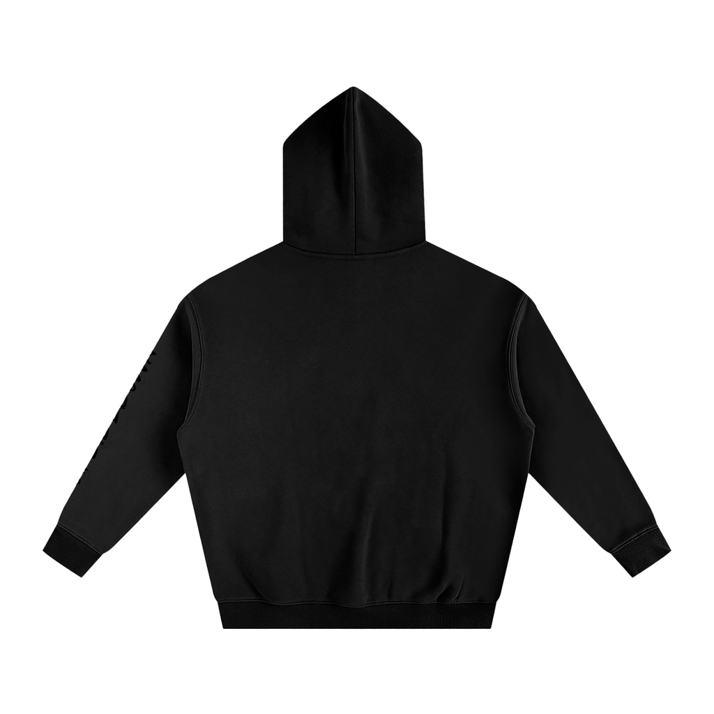 Upside down Oversize Fleeced Hoodie With Sleeve Printing