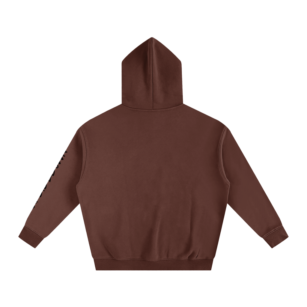 Upside down Oversize Fleeced Hoodie With Sleeve Printing