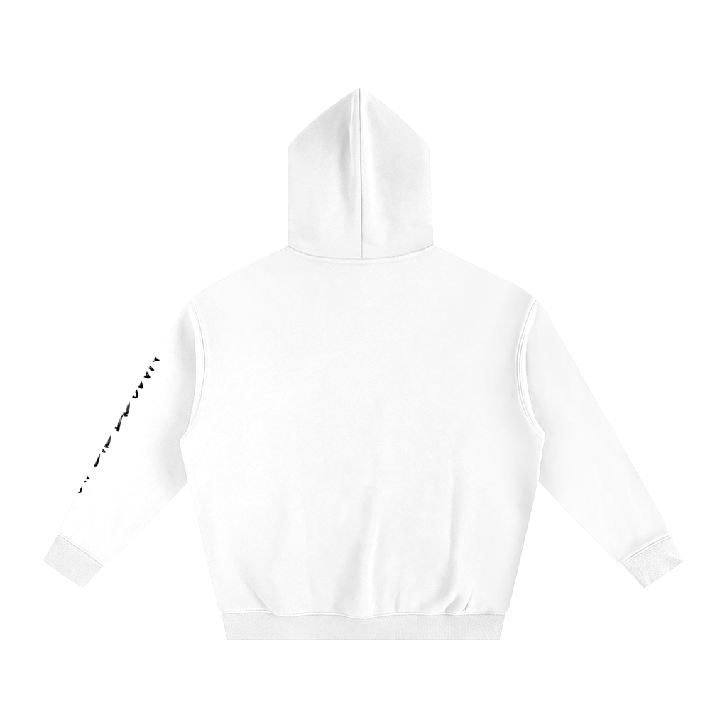 Upside down Oversize Fleeced Hoodie With Sleeve Printing